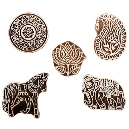 Set of 5 Piece New Mix Wooden Printing Block